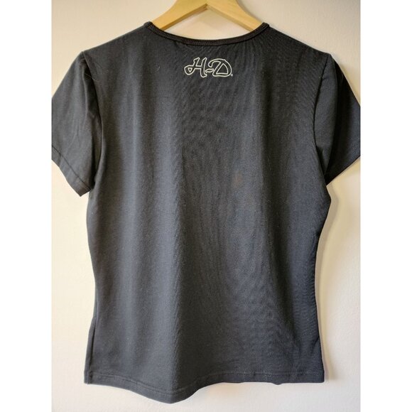 Harley-Davidson Womens Jeweled Black T-Shirt With Gold Eagle Graphic & HD Logo M - Picture 4 of 4